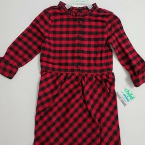 Carter's Child Of Mine Red And Black Plaid Dress Girls Size 5T NWT.